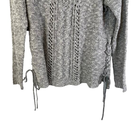 Knox Rose Women's Cable Knit Side Tie Straps Detail Sweater Gray - Picture 4 of 7